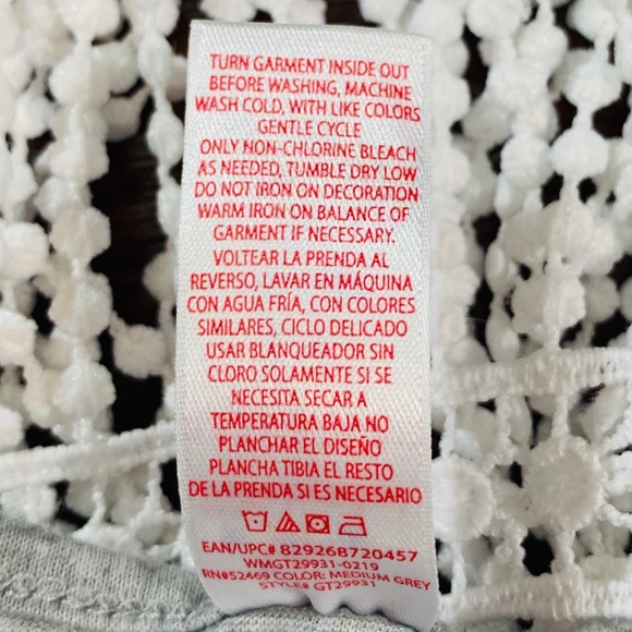 Patriotic  Gray Tank Top Cotton Fringe - Picture 4 of 4